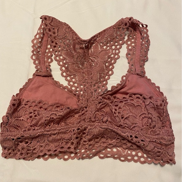💚 Aerie | Lace Bralette Sports Bra - Small - Dusty Rose - Picture 3 of 6